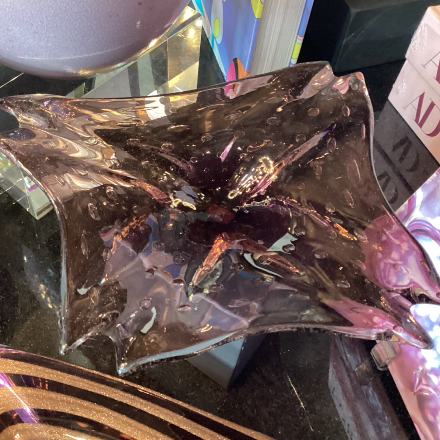 Hand-Blown Glass “Splash” Bowl in Plum