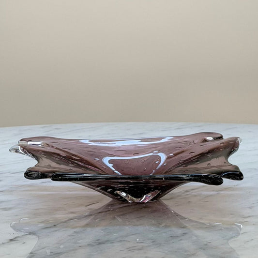 Hand-Blown Glass “Splash” Bowl in Plum